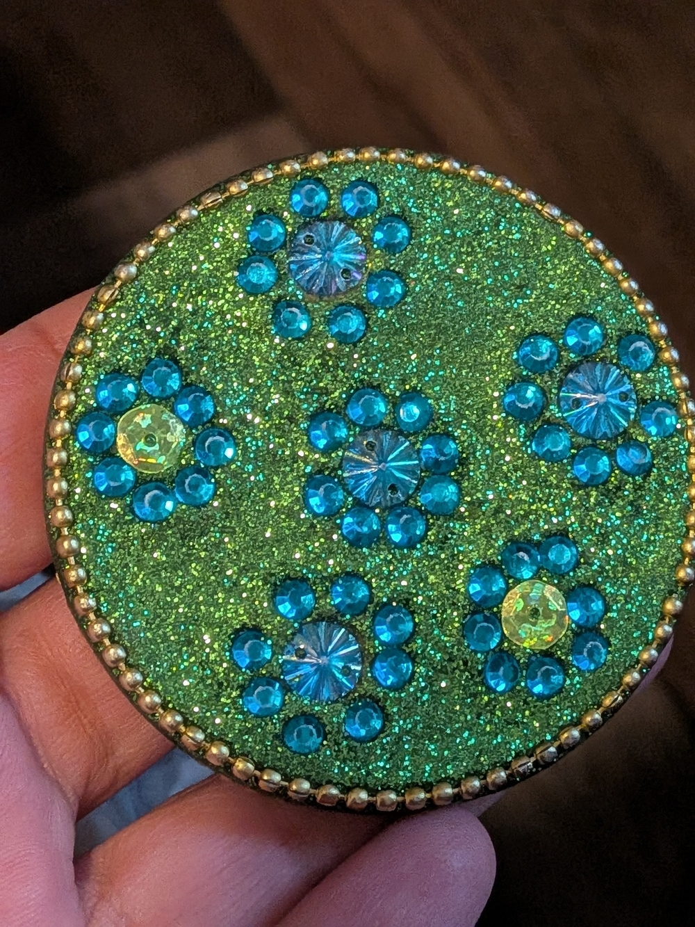 Vintage Compact Mirror Jeweled
